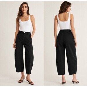 Everlane Organic Cotton Barrel Utility Pant Black 6R Relaxed Minimalist Modern